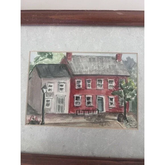 Watercolor Farmhouse Signed A France 96’ Lampost